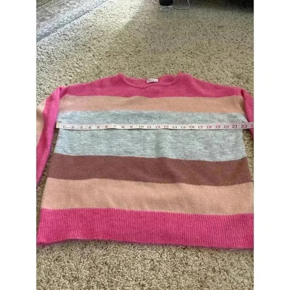 And The Why Striped Pink Gray Sweater Women's M/L - Picture 6 of 7